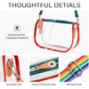 Sac à l'épaule en PVC transparent avec bord rouge et sangle réglable, doté d'un crochet amovible et d'une fermeture éclair so