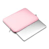 A pink multi-size laptop sleeve with a silver reflective inner layer.