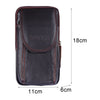A dark brown vintage cowhide leather crossbody bag shown with dimensions 18cm high, 11cm wide, and 6cm deep.