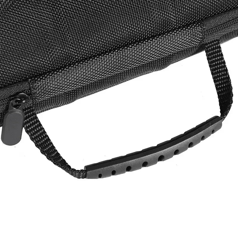Black multi-slot travel watch organizer case with a padded strap and soft lining