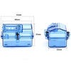A clear blue waterproof receiver protection box with dimensions 55mm by 48mm.