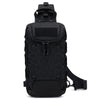 Black tactical multi-pocket sling bag with a padded back panel and shoulder strap