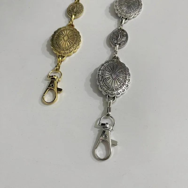 Vintage gold plated sunflower smiley face waist chain with jump rings