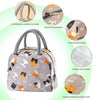 Tote bag en tissu oxford gris clair réutilisable avec motif de chat et fermeture éclair.