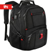 Black durable travel backpack designed for laptops with multiple compartments and zippers.