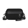 Bolso cruz de cuero sintético negro para mujeres con correa ajustable.