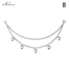 Silver multi-layer metal chain strap shoulder bag charm with heart accents