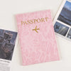 Pink leopard print PU leather passport holder with gold foil lettering
