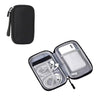 A black waterproof cable organizer storage bag with an open compartment showing multiple mesh pockets for organizing cables.