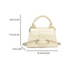 A cream-colored elegant square crossbody bag with a leather strap and chain detail.