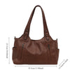 A brown leather everyday large-capacity shoulder tote bag shown from the front view.