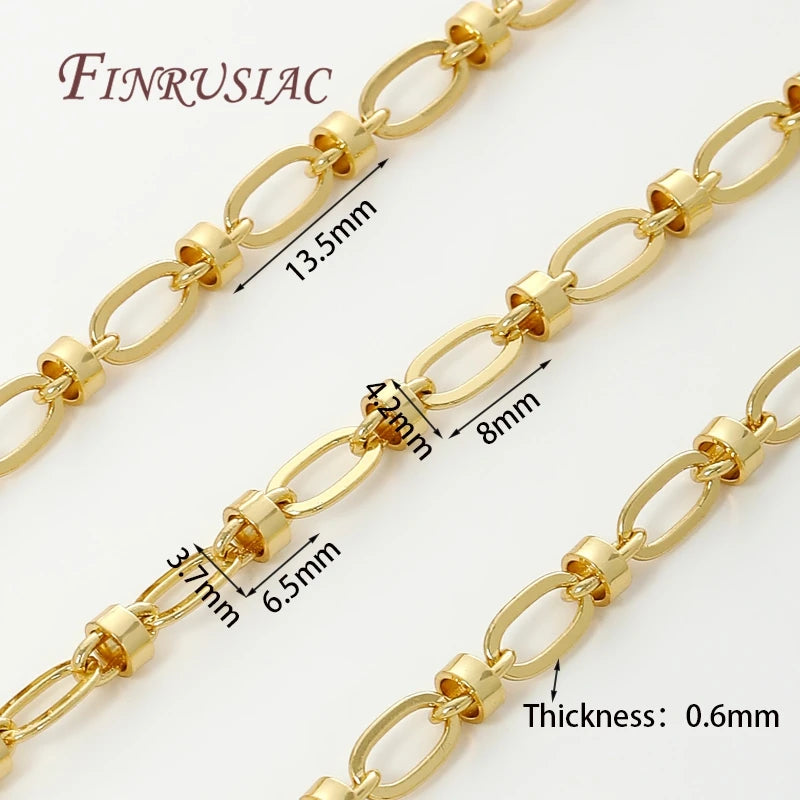Gold plated jewelry chains for DIY crafting showing various lengths and thicknesses