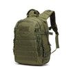 Olive green tactical waterproof backpack shown from the back