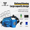 Blue Wrels sports fanny pack designed for rational binning and large capacity storage, holding various items like a cell phon