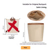 Beige satin lining bag organizer insert for backpacks showing dimensions and design