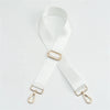 White nylon adjustable shoulder strap with gold-toned buckles