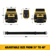 Black and yellow utility tool belt bag with adjustable straps and a long black strap.