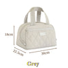 A light grey quilted insulated PU leather lunch tote with a flap and handles.