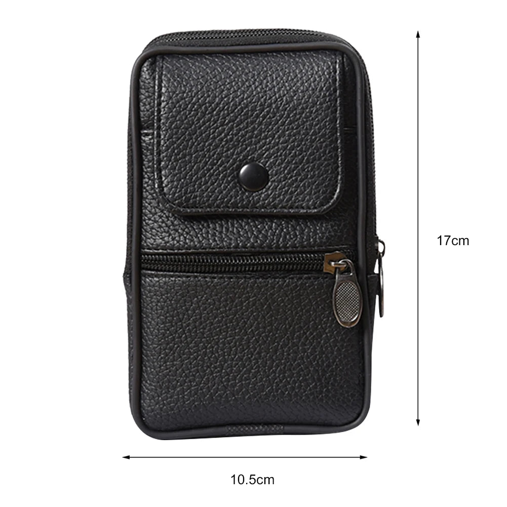 Black vintage cowhide leather crossbody bag shown from the front with a flap and zippered pocket.