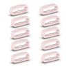 A set of five pink silicone watch strap retainer rings arranged vertically.