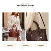 Braunes Krokodilmusterhandtasche in drei Varianten: Handtasche, Schulter und Crossbody.
