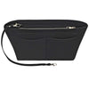 Bolsa de cosméticos de fieltro negro con cremallera y solapa para organizar el bolso