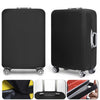 Black thick elastic luggage protective cover shown from multiple angles and close-ups