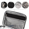 A clear insulated mini lunch bag with a black zippered compartment and a mesh outer layer.