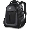 A black durable men's laptop backpack with multiple compartments and adjustable straps.