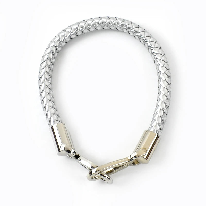 Silver PU leather replacement bag strap with metal buckles