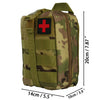 Olive green camouflage tactical waist pack first aid kit bag with a red cross emblem