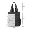 Black quilted women's backpack tote with a white insert and adjustable straps
