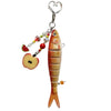 A simulation fish keychain with a hook and decorative elements.