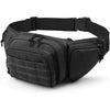 Black multi-compartment waist pack designed for outdoor adventures