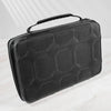 A black premium leather watch organizer travel case with a padded design is shown on a white surface.