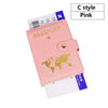 Pink C style passport and ID holder cover made of premium PU leather with gold foil printing