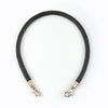 Black braided leather bag handles with gold-toned metal buckles