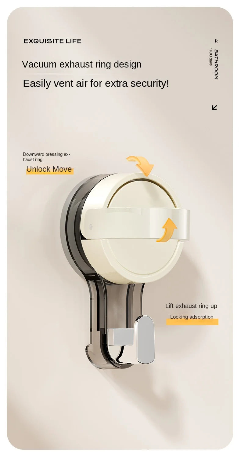 A close-up of a bathroom exhaust ring design showing how to unlock and lift the ring for security.