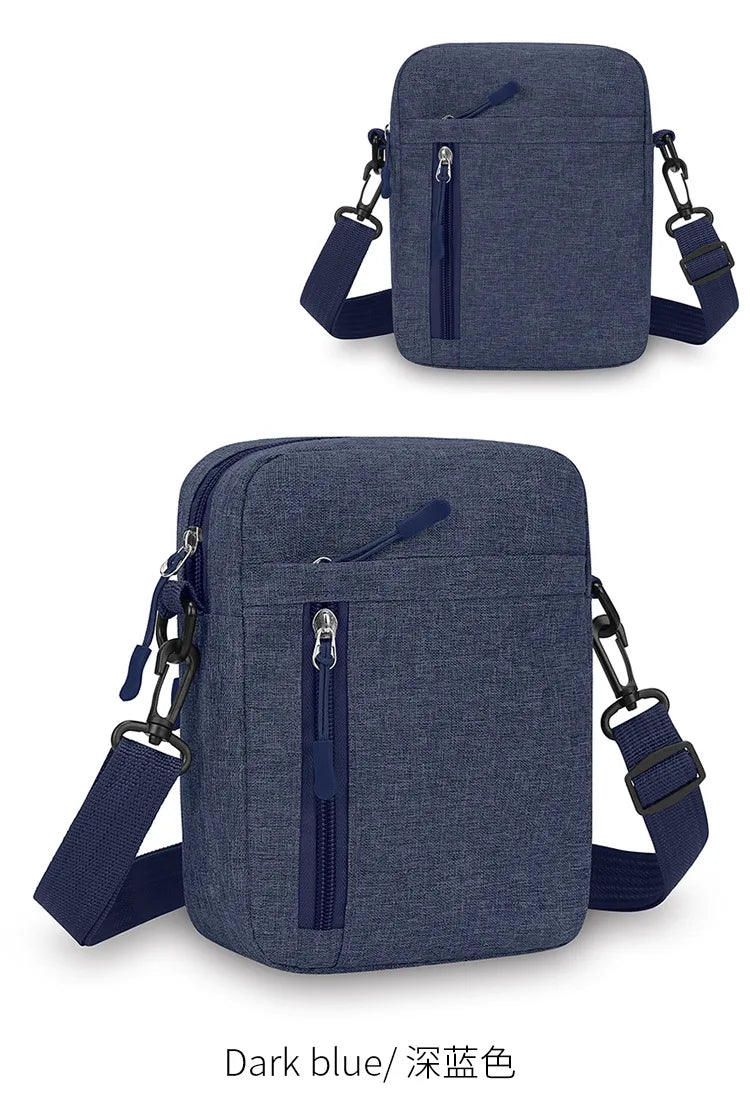Dark blue lightweight nylon crossbody shoulder bag for men