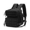 Black tactical MOLLE backpack designed for hiking and everyday carry