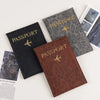 Three passport holders in black, grey, and brown leopard print PU leather.