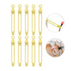 A set of yellow silicone cable ties and cord organizers shown in various lengths and styles.