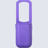 A purple foldable silicone cup holder designed for bikes, strollers, and carts.
