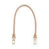 A light tan genuine vachetta leather bag strap for shoulder bags.