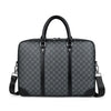 A black luxury PU leather business briefcase with a handle and dual shoulder straps.