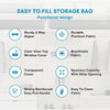 A set of storage bags with various features like a sturdy zipper, durable fabric, and clear view top window cover.