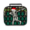 Sac à déjeuner noir avec motif crâne coloré représentant un squelette portant un bonnet de Père Noël.