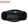 Black felt bag organizer insert with a zippered compartment for tote handbags