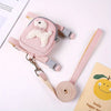 A pink adjustable dog vest with a backpack and leash featuring a white fluffy bear charm.