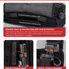 Detail display of a double-layer protective bag with dual chamfered plates and quick-release waist and shoulder features